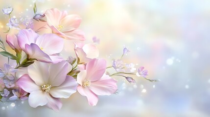 Delicate Pastel Flowers Bloom Softly Against a Dreamy Background