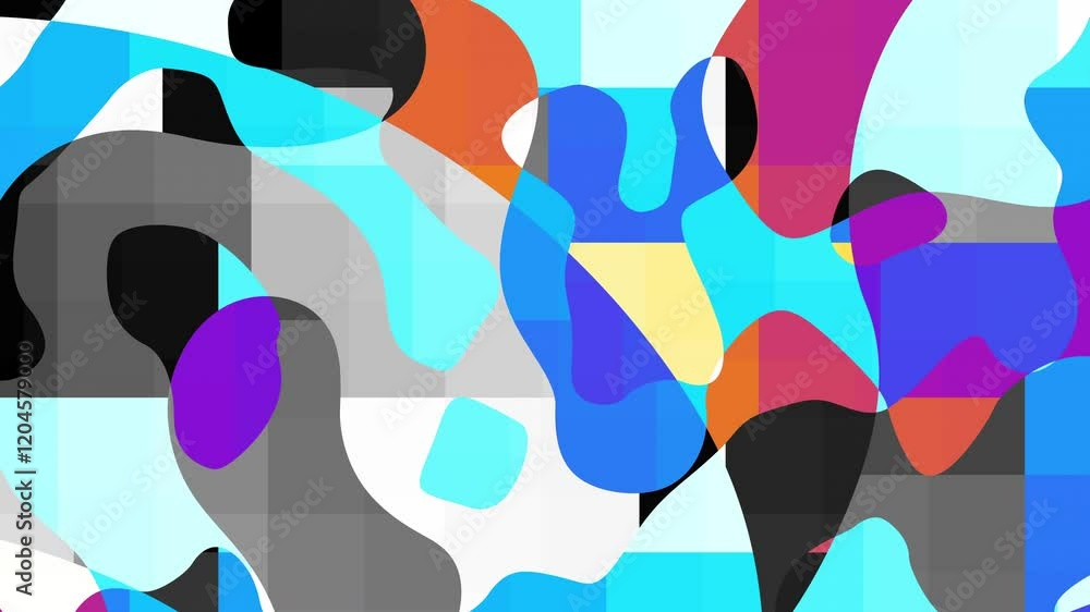 Poster abstract colorful shapes. loop psychedelic abstract background