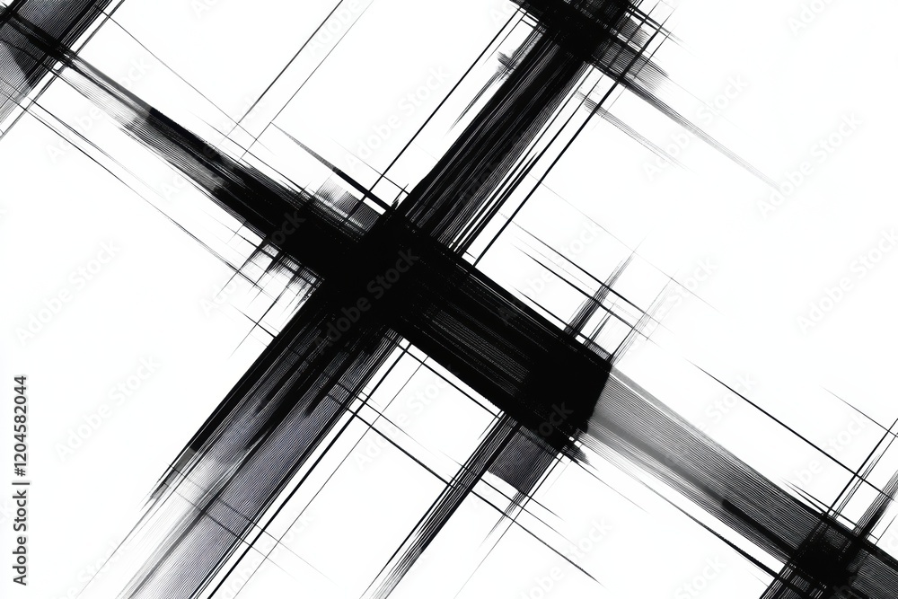 Fototapete dynamic abstract design showcasing bold black lines on a white background in a contemporary style. g