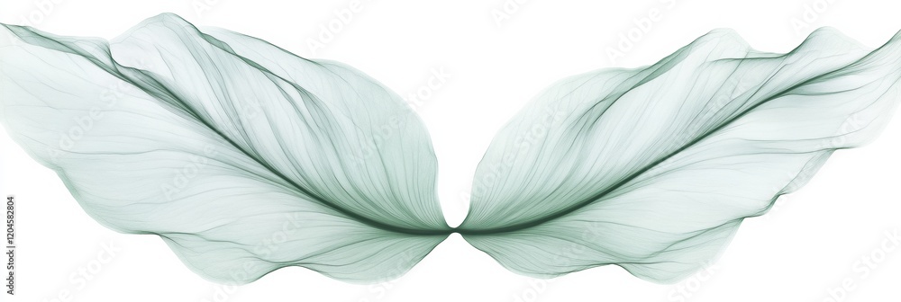Poster elegant green leaves with delicate transparency creating a soft symmetrical design in natural light.
