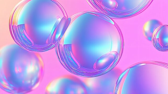 Holographic Bubbles Abstract Background Pink