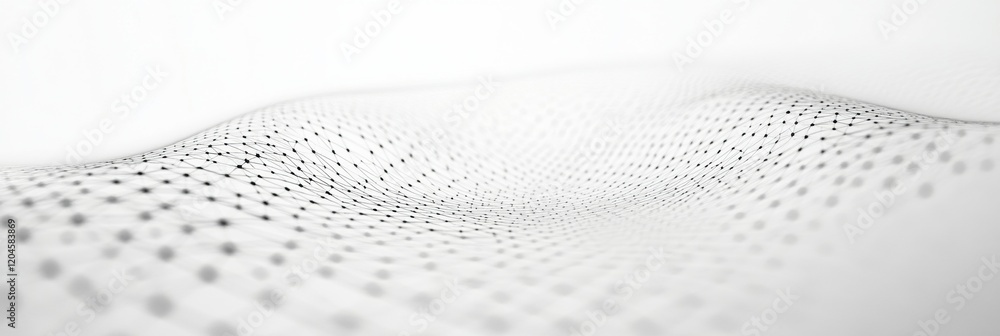 Poster Abstract representation of a flowing surface with dotted patterns in soft monochrome tones. Generative AI
