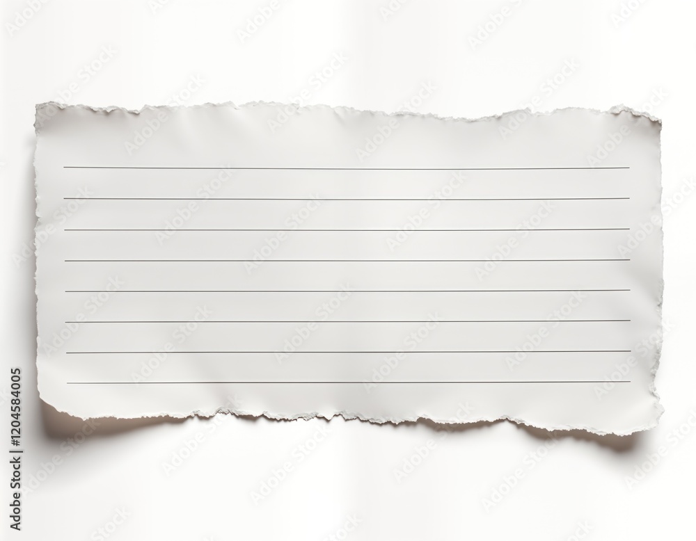 Poster blank torn sheet of paper with lined writing. ideal for taking notes reminders. simple, clean design