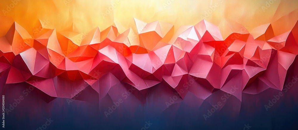 Poster abstract low-poly background with warm color gradient.