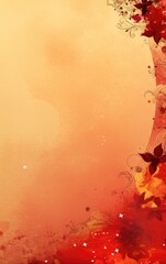 Autumn Floral Design with Red and Orange Flowers on Textured Background