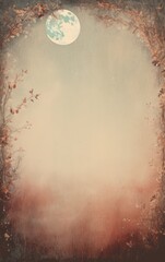 Autumnal Moonlit Landscape with Mystical Forest and Branch Frame