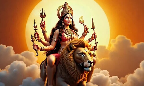 Iconic representation of Maa Durga symbolizing strength, protection, and divine femininity in Indian culture