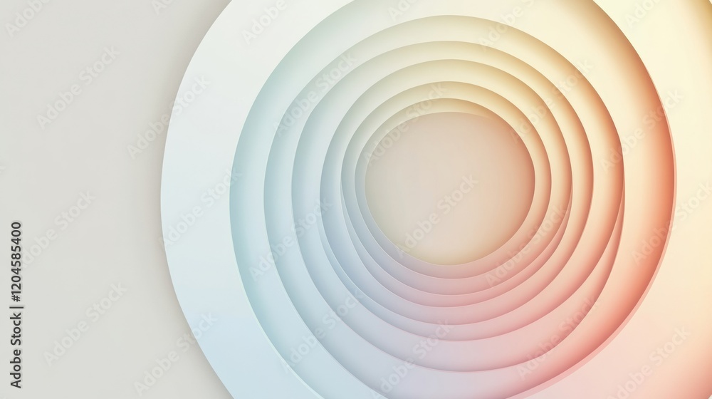 Poster colorful concentric circles create a calming visual effect in a minimalist composition that invites 
