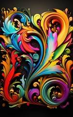 Vibrant 3D Colorful Floral Swirls Abstract Background Design