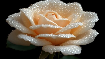 Dew Kissed Cream Rose Blossom Close Up