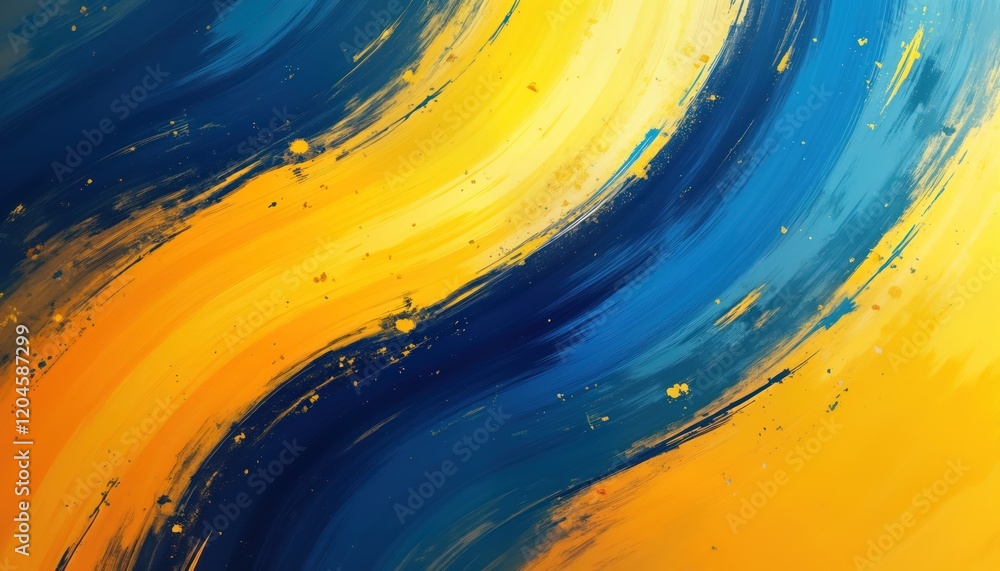 Aufkleber abstract art illustration with dynamic blend of yellow, blue tones. generative ai created dynamic co