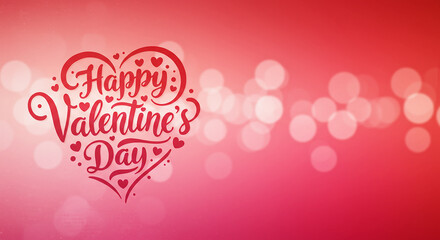 Happy Valentine s Day Heart Design Romantic Red Bokeh Background for Greeting Cards