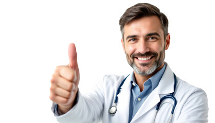 Smiling Doctor Giving Thumbs Up Approving Healthcare