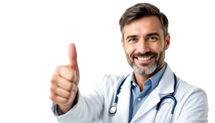 Smiling Doctor Giving Thumbs Up Approving Healthcare