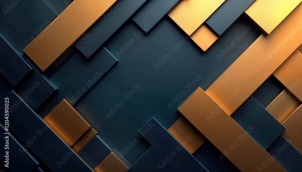 Poster abstract design background with overlapping golden, dark blue geometric shapes. modern tech pattern.