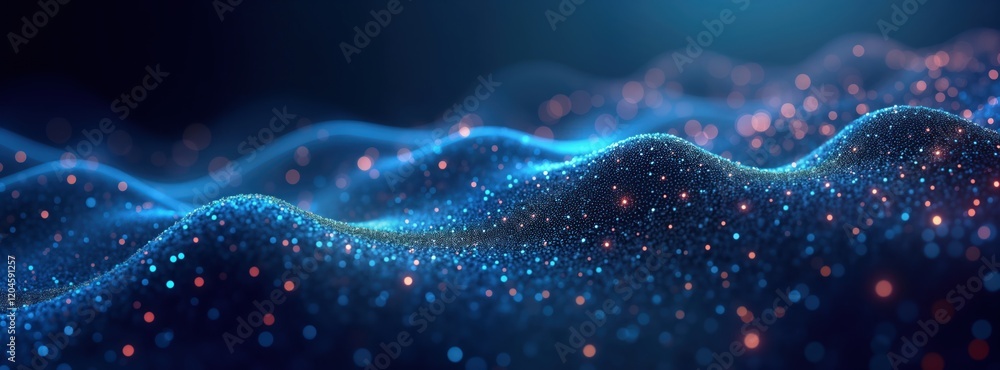 Leinwandbilder abstract wavy pattern of glowing particles. dynamic, futuristic illustration. illustrates big data t