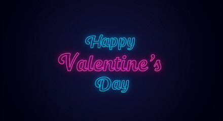 Happy Valentine s Day Neon Sign Glowing Pink and Blue Text Effect
