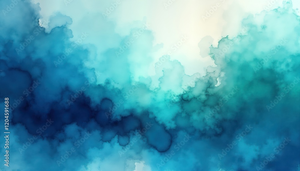 Poster abstract watercolor background with navy blue, turquoise hues creates dynamic gradient effect. liqui