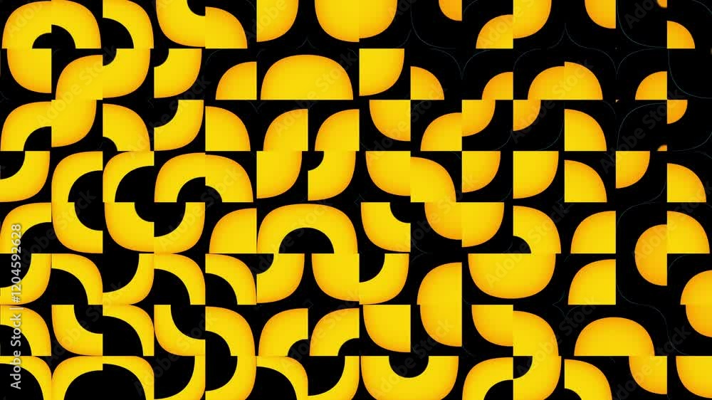 Poster Animated Geometric pattern or background loop. 4K resolution geometric motion design in retro colors. Abstract shapes background.