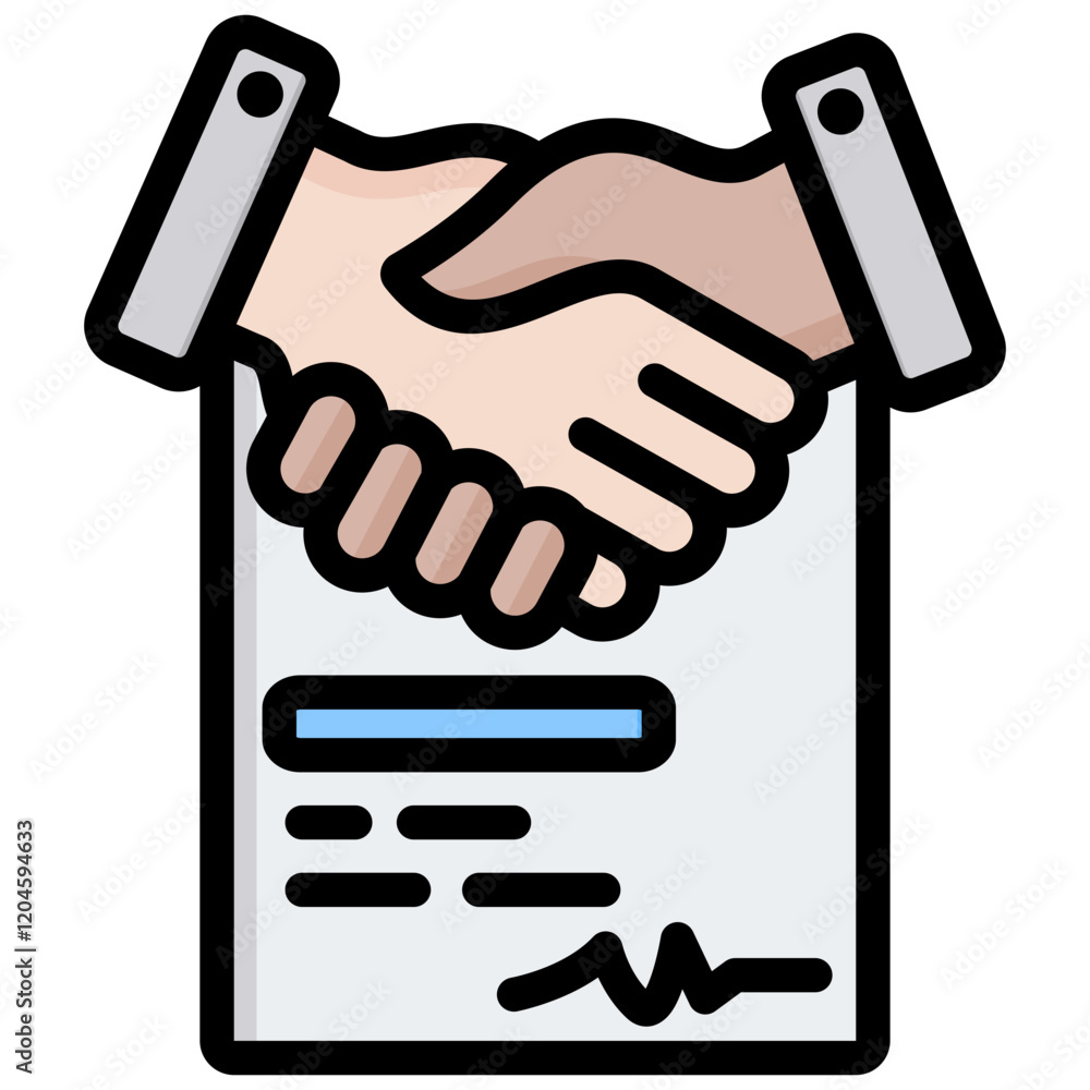 Poster contract outline color icon