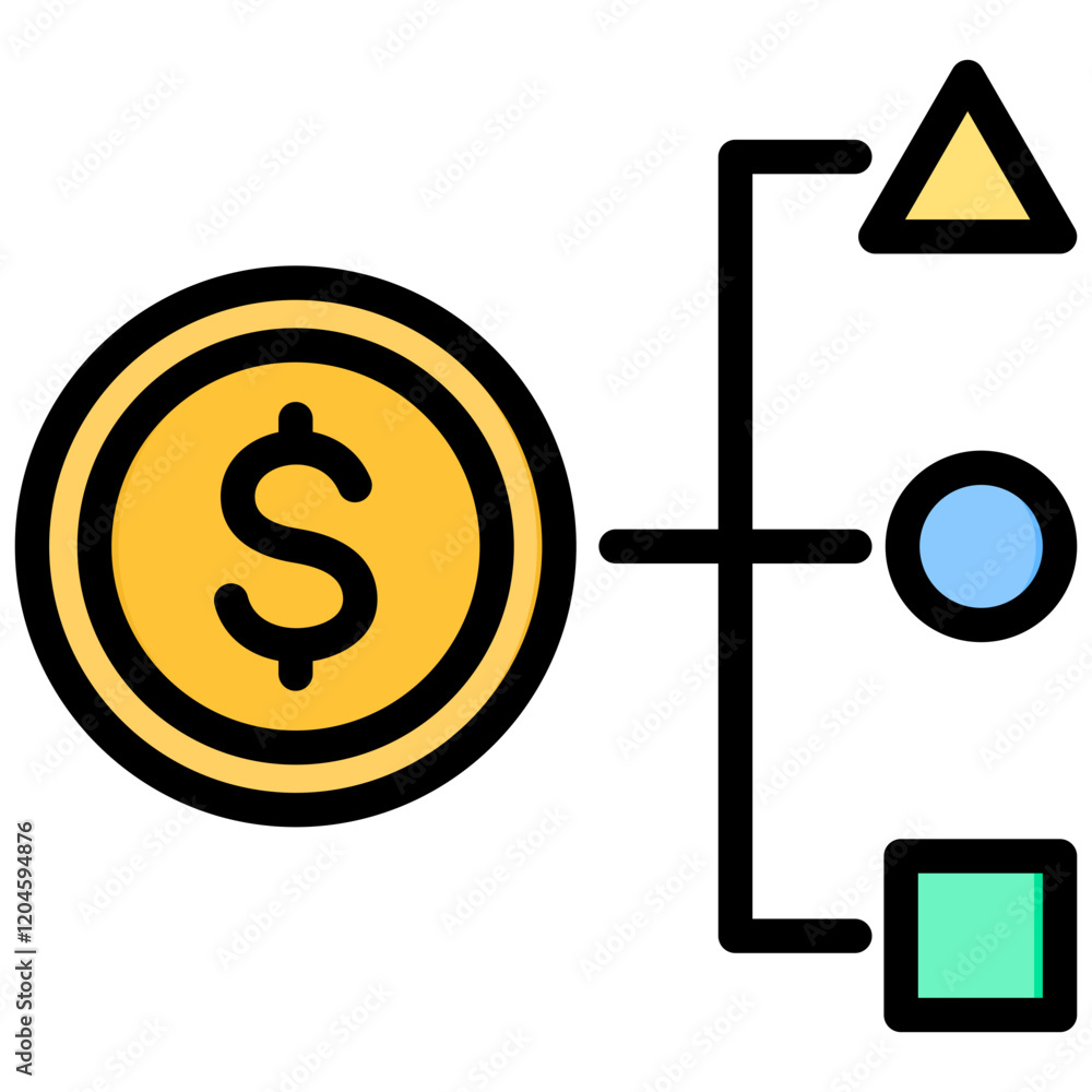 Aufkleber cost structure outline color icon