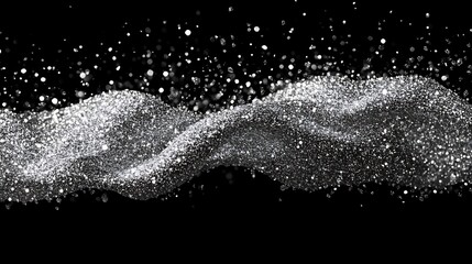 Sparkling Silver Particles Flowing Dynamically