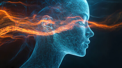 Imaging technique using electromagnetic radiation to capture detailed images of the body , unique hyper-realistic illustrations. Electric Wave. Illustration