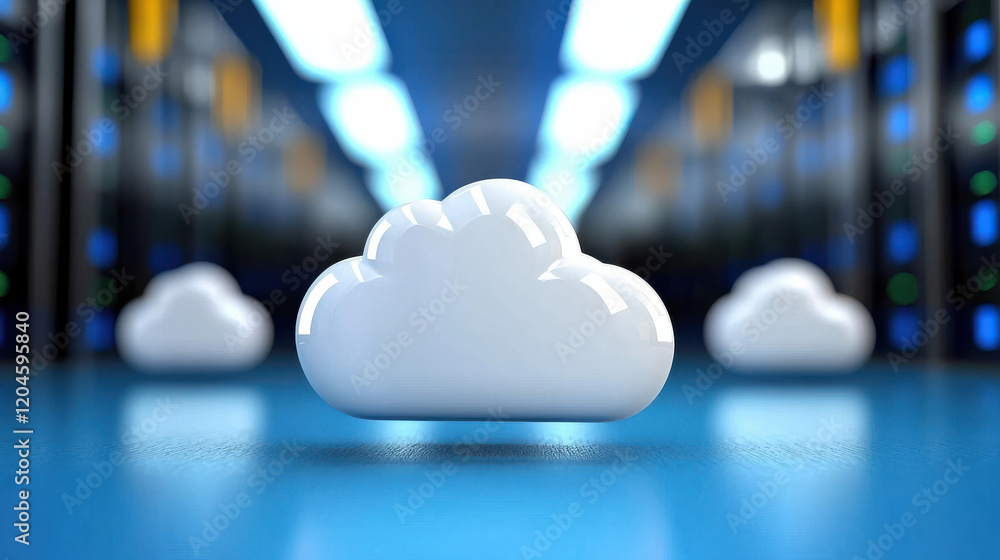 Aufkleber digital cloud symbol representing cloud computing technology in server room. image conveys sense of 