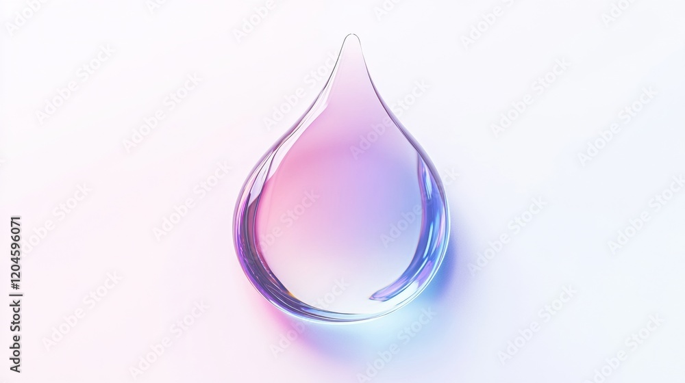 Poster water droplet with vibrant colors reflecting light on a clean surface. generative ai