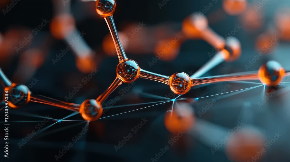 Poster visualization of neural network model with interconnected nodes and glowing elements, representing advanced technology and data processing