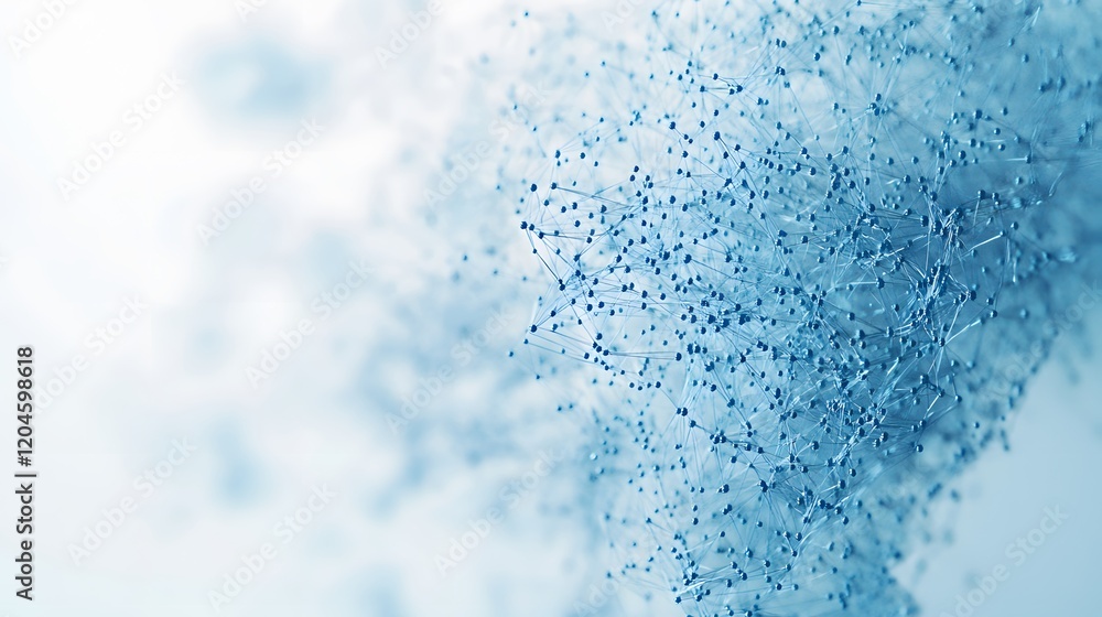 Poster abstract network structure blue nodes and connections