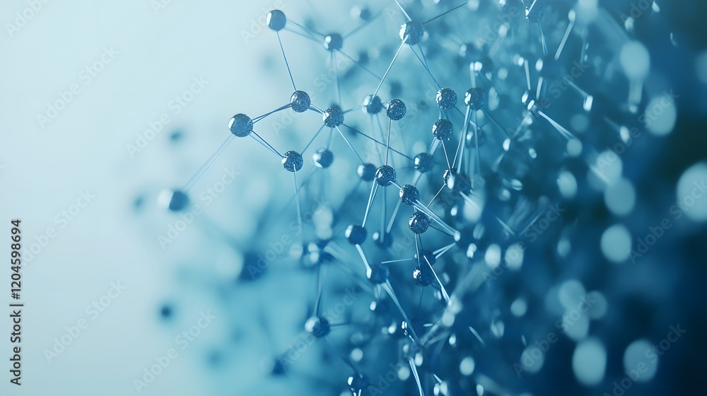 Poster abstract molecular structure network displayed in blue