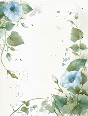 Daily journal page featuring floral design with delicate blue flowers and green leaves