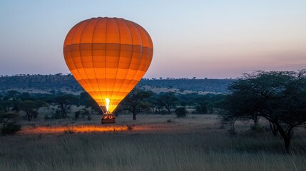 Obraz premium Hot Air Balloon Ascending in Clear Blue Sky
