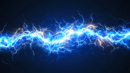 Abstract glowing blue futuristic energy plasma wave with bright core magical dynamic electric particles on a dark blue background depth of field. Electric Wave. Illustration