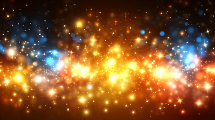 Naklejka premium Golden and Blue Sparkles Glimmering Background