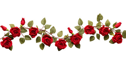 Romantic Red Rose Garland for Wedding Invitation Design or Valentines Day Card