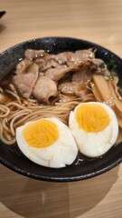 Ramen is a Japanese style food. A dish with a variety of ingredients.