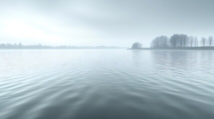Fototapeta premium Serene Misty Lake With Distant Trees