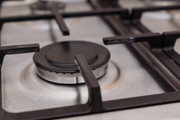 Close-up of a Modern Gas Cooktop Burner