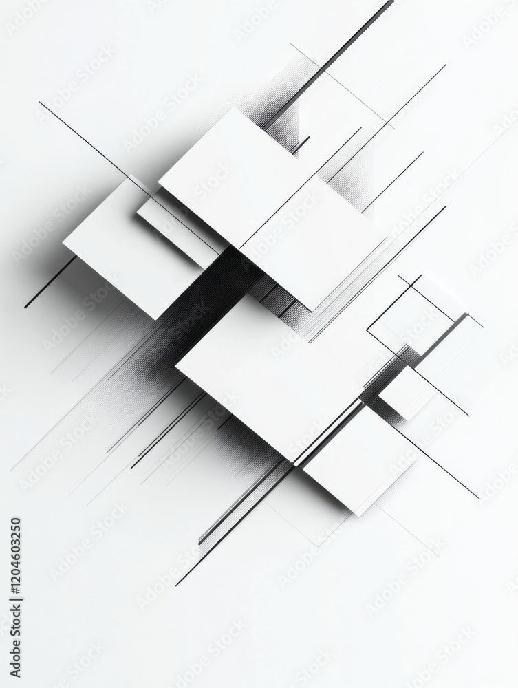 Fototapete abstract geometric shapes and lines create a modern art piece on a minimalist background in a contem