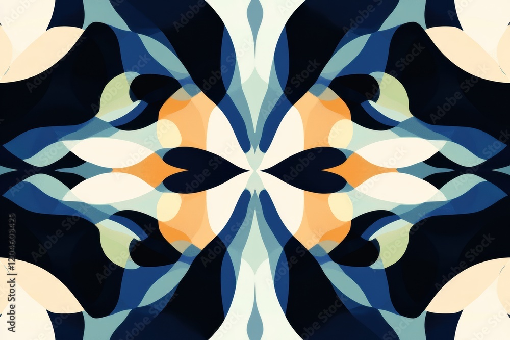 Aufkleber Colorful abstract design with flowing shapes and interlocking patterns in shades of blue and cream. Generative AI