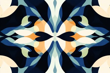 Colorful abstract design with flowing shapes and interlocking patterns in shades of blue and cream. Generative AI