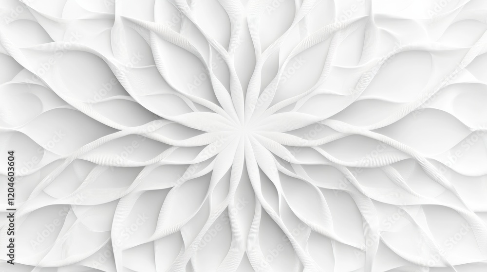 Leinwandbilder elegant white floral pattern with layered petals creating a modern design in a minimalistic style. g