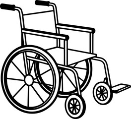 Fototapeta premium Black Line Art of a Wheelchair - Vector Illustration
