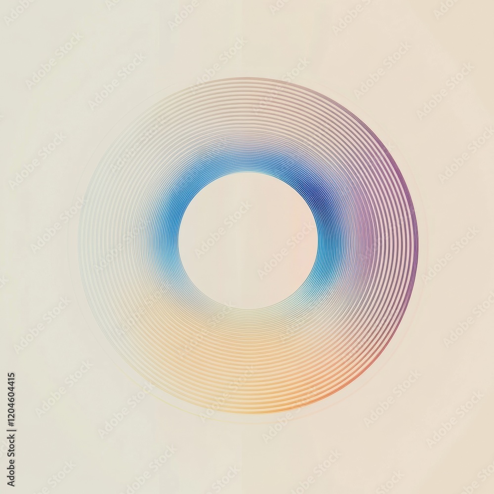 Fototapete Abstract circular design featuring gradient colors and concentric lines creating a sense of depth and movement. Generative AI