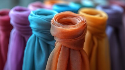 Vibrant Collection of Soft Silk Scarves in Diverse Colors
