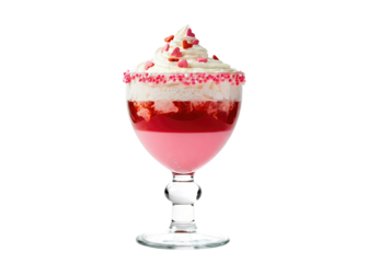 pink cocktail glass with festive whipped cream topping
