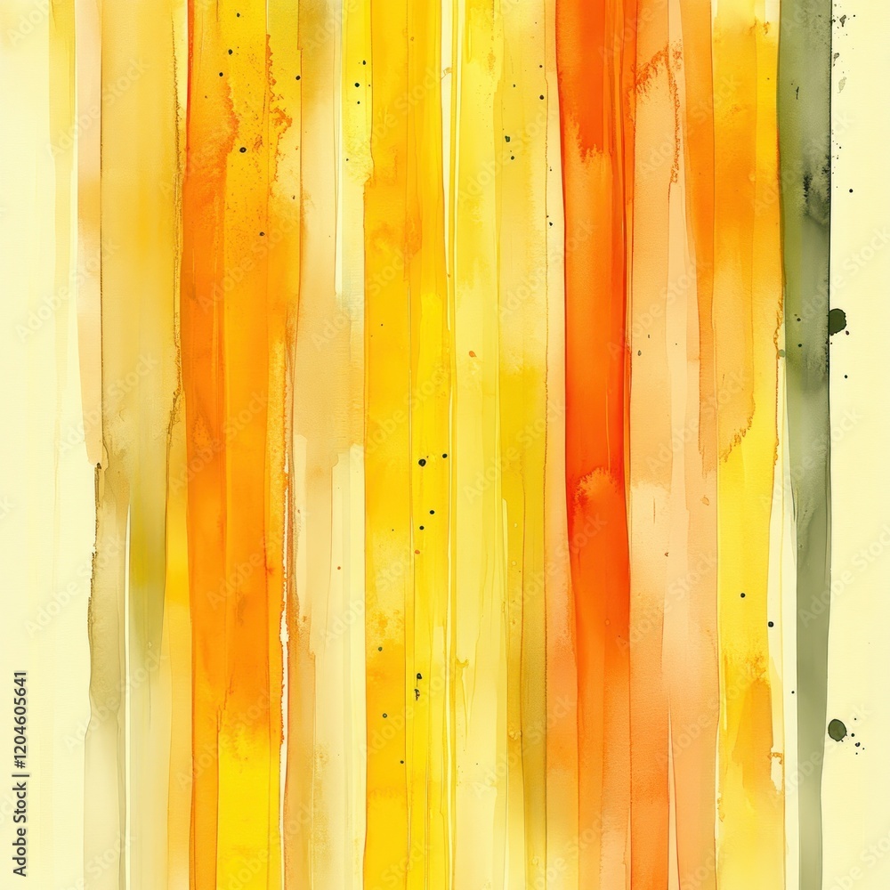 Poster watercolor abstract stripes pattern in yellow and cream with gentle light for background and design