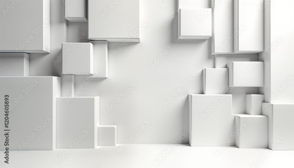 Leinwandbilder abstract white 3d shapes create futuristic, minimal background. geometric forms compose dynamic visu